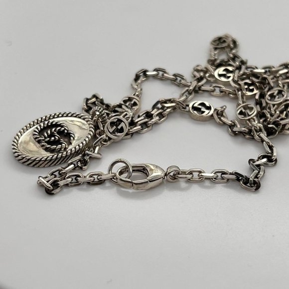Gucci Double G Pendant Necklace 925 Sterling Silver 27 Inches - Picture 6 of 7